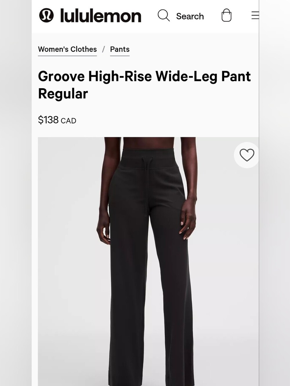 lululemon athletica Groove High-Rise Wide-Leg Pant — Black